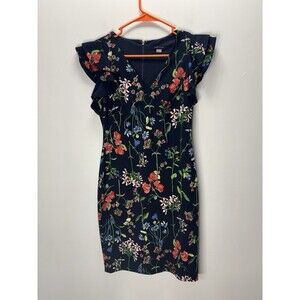 Tommy Hilfiger  Women’s Multicolor Floral Ruffle FlutterSleeve Floral Dress Sz 4